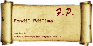 Fonó Pálma névjegykártya